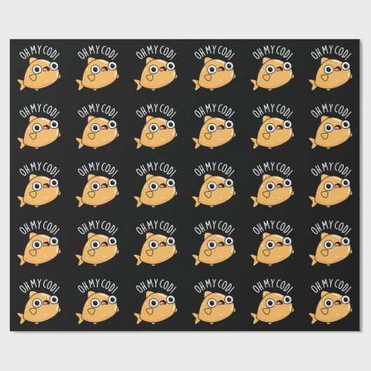 Oh My Cod Funny Fish Pun Dark BG Cadeaupapier (Vlak)