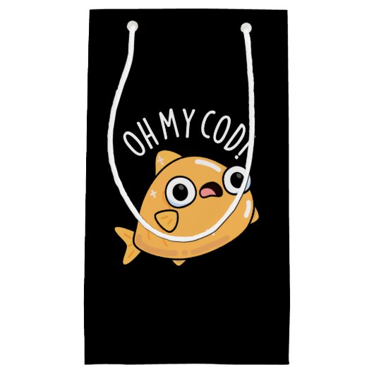 Oh My Cod Funny Fish Pun Dark BG Klein Cadeauzakje (Voorkant)