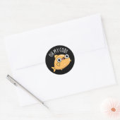 Oh My Cod Funny Fish Pun Dark BG Ronde Sticker (Envelop)