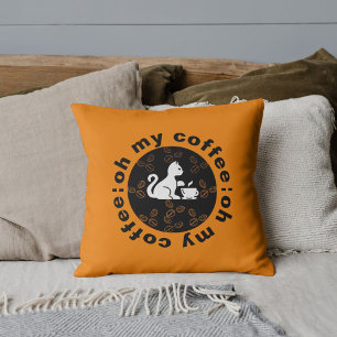 Oh My Coffee Funny Cool Schattige Cat Wit Zwart Go Kussen
