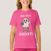 Oh My Ghost! Cute Punning Ghost on Skates T-shirt (Voorkant)