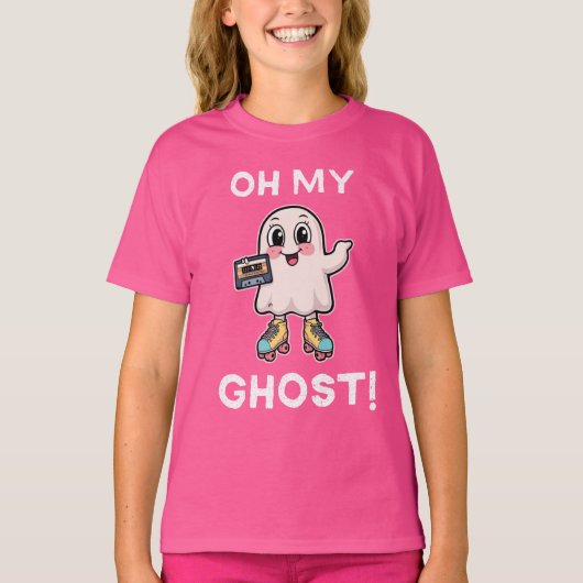 Oh My Ghost! Cute Punning Ghost on Skates T-shirt (Voorkant)