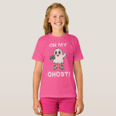 Oh My Ghost! Cute Punning Ghost on Skates T-shirt (Voorkant volledig)