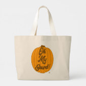 Oh My Gourd Herfst Pompoen Cartoon Motto Grote Tote Bag (Achterkant)