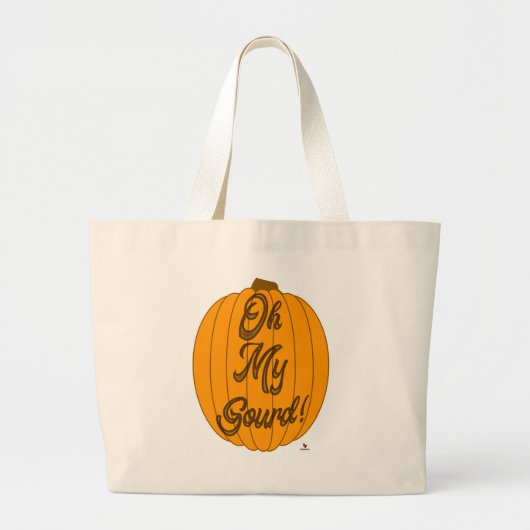 Oh My Gourd Herfst Pompoen Cartoon Motto Grote Tote Bag (Voorkant)