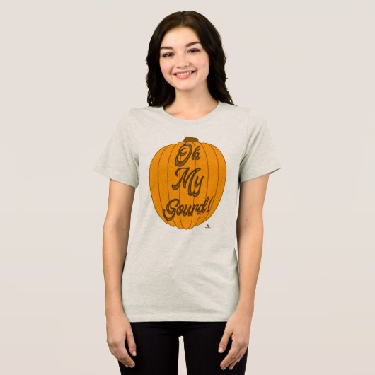Oh My Gourd Herfst Pumpkin Art Slogan Tri-Blend Shirt (Voorkant volledig)