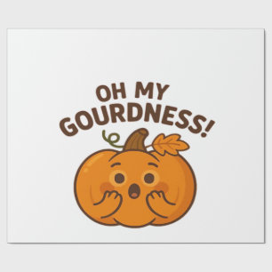 Oh My Gourdness! � Verraste Pompoen Kawaii Kunst C Cadeaupapier