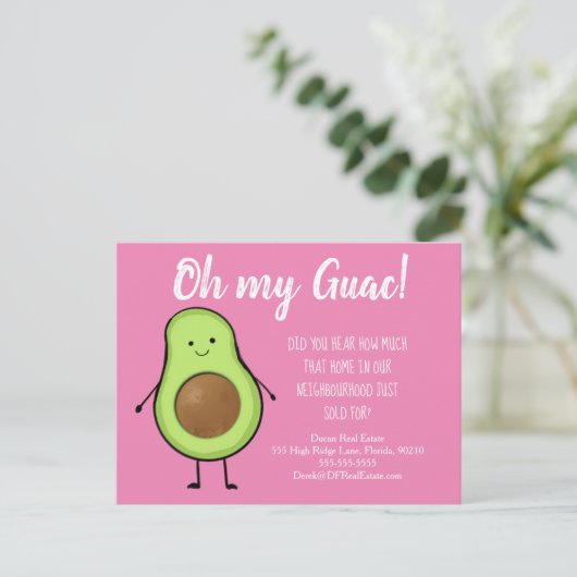 Oh My Guac Makelaar Ansichtkaart avocado Briefkaart (Staand voorkant)