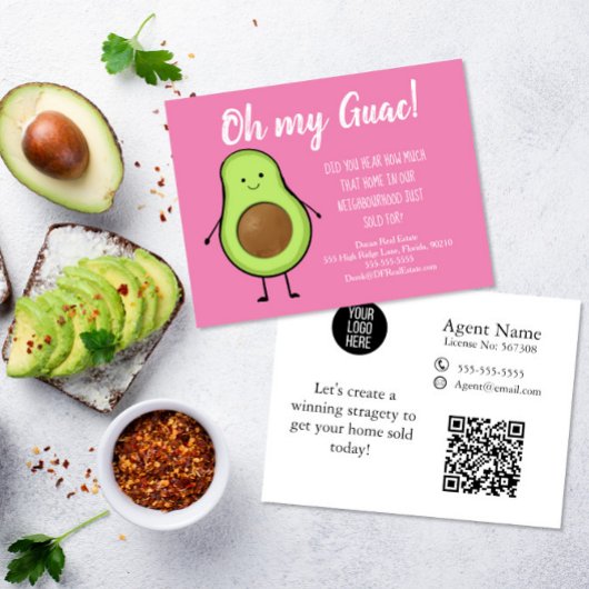 Oh My Guac Makelaar Briefkaart avocado