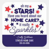 Oh My Stars - Sparkling Thuiszorg zorgverlener Vierkante Sticker (Voorkant)