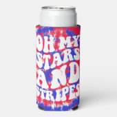 Oh My Stars Stripes Retro 4 juli Feest Seltzer Blikjeskoeler (Seltzer Achterkant)