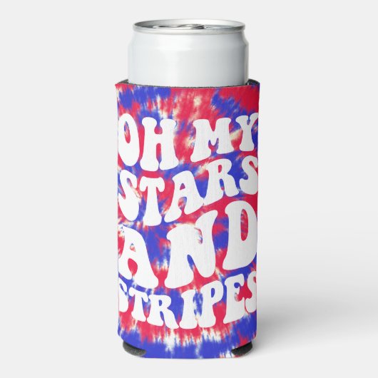 Oh My Stars Stripes Retro 4 juli Feest Seltzer Blikjeskoeler (Seltzer Achterkant)