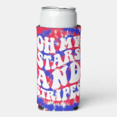 Oh My Stars Stripes Retro 4 juli Feest Seltzer Blikjeskoeler (Seltzer Voorkant)