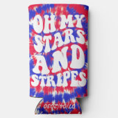 Oh My Stars Stripes Retro 4 juli Feest Seltzer Blikjeskoeler (Achterkant)