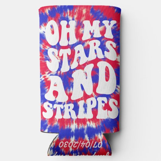 Oh My Stars Stripes Retro 4 juli Feest Seltzer Blikjeskoeler (Achterkant)