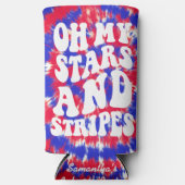 Oh My Stars Stripes Retro 4 juli Feest Seltzer Blikjeskoeler (Voorkant)