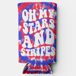 Oh My Stars Stripes Retro 4 juli Feest Seltzer Blikjeskoeler