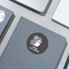 Oh nee, het is een geest! Schattig grappig zwart H Ronde Sticker