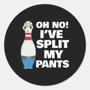 Oh nee, ik heb mijn broek gesplitst bowling ronde sticker