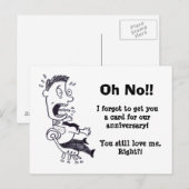 Oh nee, ik vergeet ons Jubileum Briefkaart (Voorkant / Achterkant)