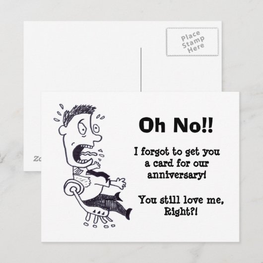 Oh nee, ik vergeet ons Jubileum Briefkaart (Voorkant / Achterkant)