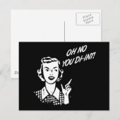 OH NEE JULLIE DI-INT! Retro Houseechtgenote B&W Briefkaart (Voorkant / Achterkant)
