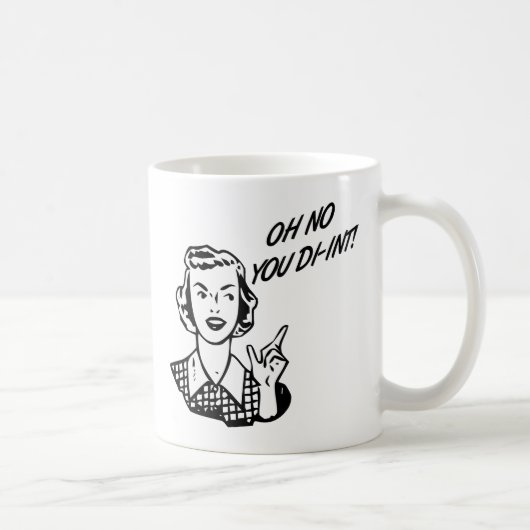 OH NEE JULLIE DI-INT! Retro Houseechtgenote B&W Koffiemok (Rechts)