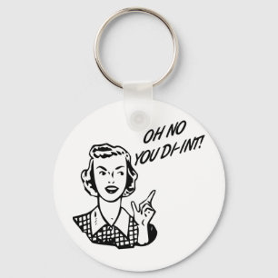 OH NEE JULLIE DI-INT! Retro Houseechtgenote B&W Sleutelhanger