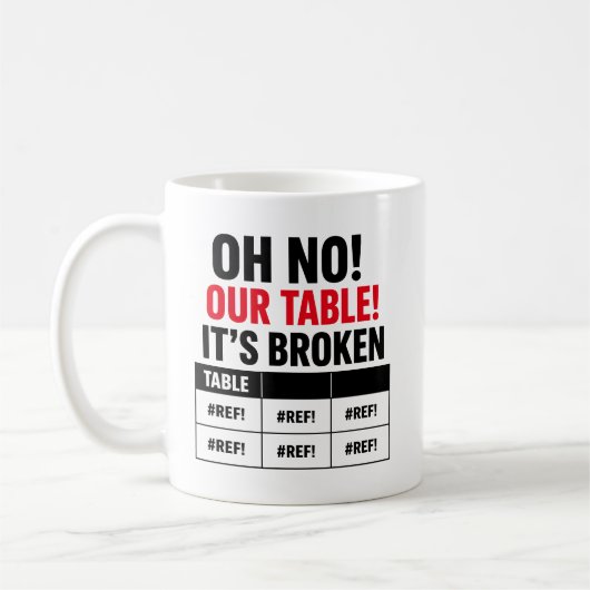 OH NEE Ons Tabel Is Kapot Spreadsheet Fout Mok (Links)