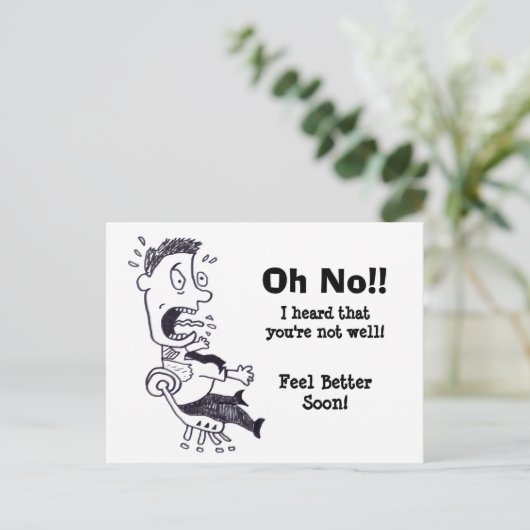Oh nee voel je snel beter Briefkaart (Staand voorkant)