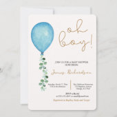 Oh niño beige modernos globos azules bebé kaart (Voorkant)