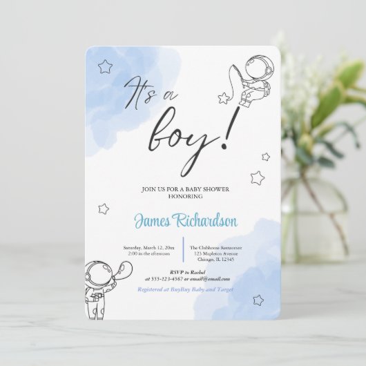 Oh niño eucaliptos modernos globos azules bebé kaart (Staand voorkant)