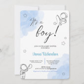 Oh niño eucaliptos modernos globos azules bebé kaart (Voorkant)