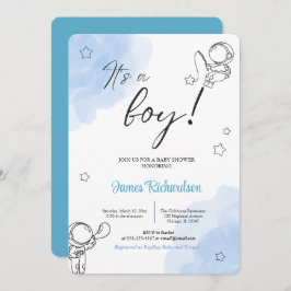 Oh niño eucaliptos modernos globos azules bebé kaart