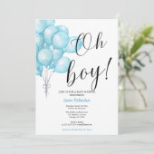 Oh niño eucaliptos modernos globos azules bebé kaart (Staand voorkant)