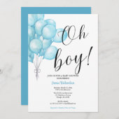 Oh niño eucaliptos modernos globos azules bebé kaart (Voorkant / Achterkant)