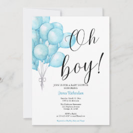 Oh niño eucaliptos modernos globos azules bebé kaart