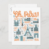 Oh, Parijs. | Town Typografie Briefkaart (Voorkant / Achterkant)
