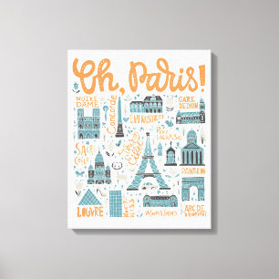 Oh, Parijs. Town Typografie Canvas Afdruk