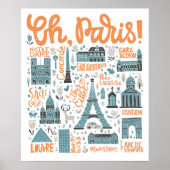 Oh, Parijs. | Town Typografie Poster (Voorkant)