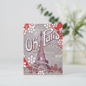 Oh Paris Eiffeltoren Briefkaart (Staand voorkant)