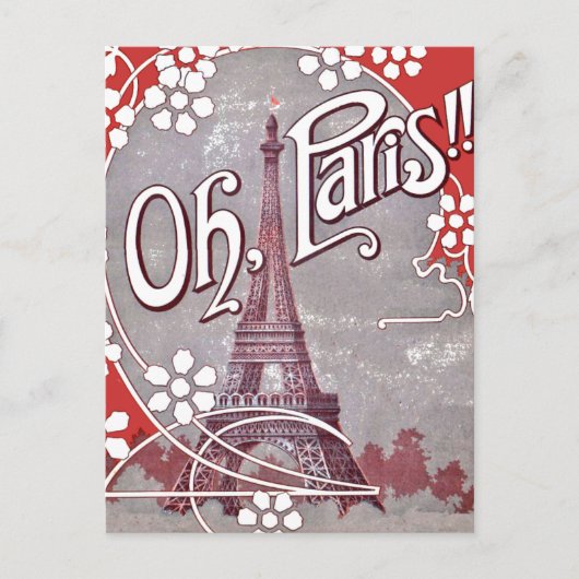 Oh Paris Eiffeltoren Briefkaart (Voorkant)