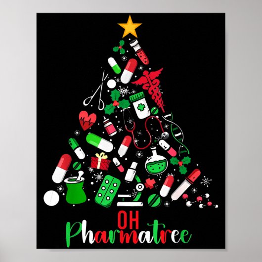 Oh Pharmatree Apotheek Kerst Apotheker Tech M Poster (Voorkant)
