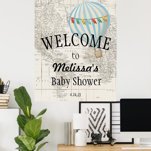 Oh, plaatsen Hell Go Hot Air Ballon Welkomstteken Poster (Thuiskantoor)