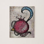 Oh Pomegranate Jigzaag Puzzle Legpuzzel<br><div class="desc">Oh Pomegranate heeft een granaatappelvrucht over een getextureerde,  gekruiste krabbelachtergrond met een gestippelde draai.</div>