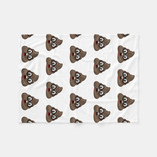 Oh Poop Emoji w/Glasses Fleece Deken (Voorkant (Horizontaal))