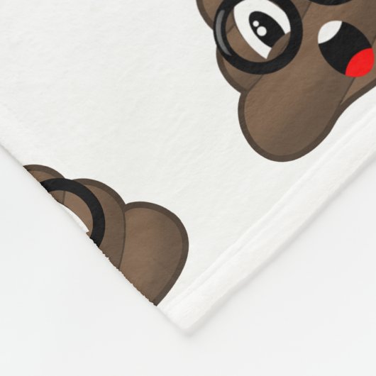 Oh Poop Emoji w/Glasses Fleece Deken (Hoek)