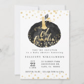 Oh Pumpkin | Chic Black & Gold Pumpkin-Baby shower Kaart (Voorkant)