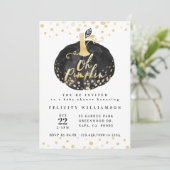 Oh Pumpkin | Chic Black & Gold Pumpkin-Baby shower Kaart (Staand voorkant)
