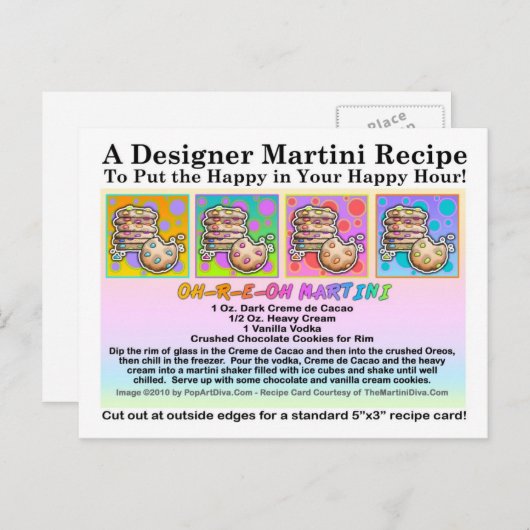 Oh-R-E-Oh Cookie Martini Recept Kaart Briefkaart (Voorkant / Achterkant)
